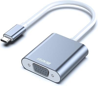 BENFEI USB C to VGA Adapter Aluminum Grey Thunderbolt 3/4 Compatible