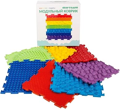 Rainbow Set of Massage Game Mats for Kids - Orthopedic Massage Puzzle Floor mats - Carpet