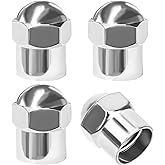 VCYOPN 4 PCS Car Tire Valve Stem Caps, Leakproof Round Top Valve Stem Covers with Rubber O-Ring, Dust Proof Chrome-Plated Tire Air Caps Exterior Decor for Trucks Cars Motorcycles