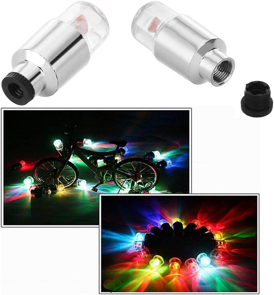 CJRSLRB 4Pcs Car Tire Valve Lights, Bike LED Wheel Light, Waterproof LED Valve Cap Lamp for Car Bike Motorcycle (Colorful): Automotive