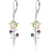 JBAERD Sword Earrings Sterling Silver Sword Dangel Earrings Crown Jewelry Gifts for Women