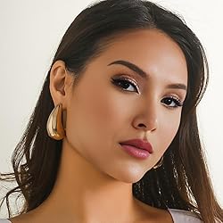 Teardrop Necklace Earrings Chunky Gold Hoop