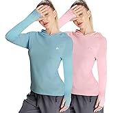 FULAIDE Women's UPF 50+ UV Sun Protection Hoodie, Long Sleeve Outdoor Athletic Shirt with Thumb Holes, 1/2 Pack