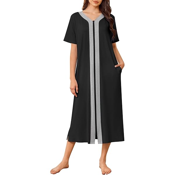 Ekouaer Zip Up Robes Ekouaer Women Zipper Front House Coat Short