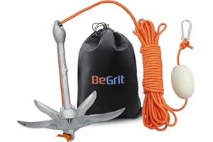 BeGrit Kayak Anchor Small Boat Anchor Folding Marine Anchor for Fishing,Kayak,Paddle Board,Canoe,Jet Ski, with 32.8 ft Anchor Tow Rope Carrying Bag