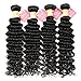 JQM 8A Brazilian Deep Wave Bundles Unprocessed Virgin Curly Hair Weave Remy Wavy Human Hair Extensions 3 Bundles Deals #1B Natural Black Color