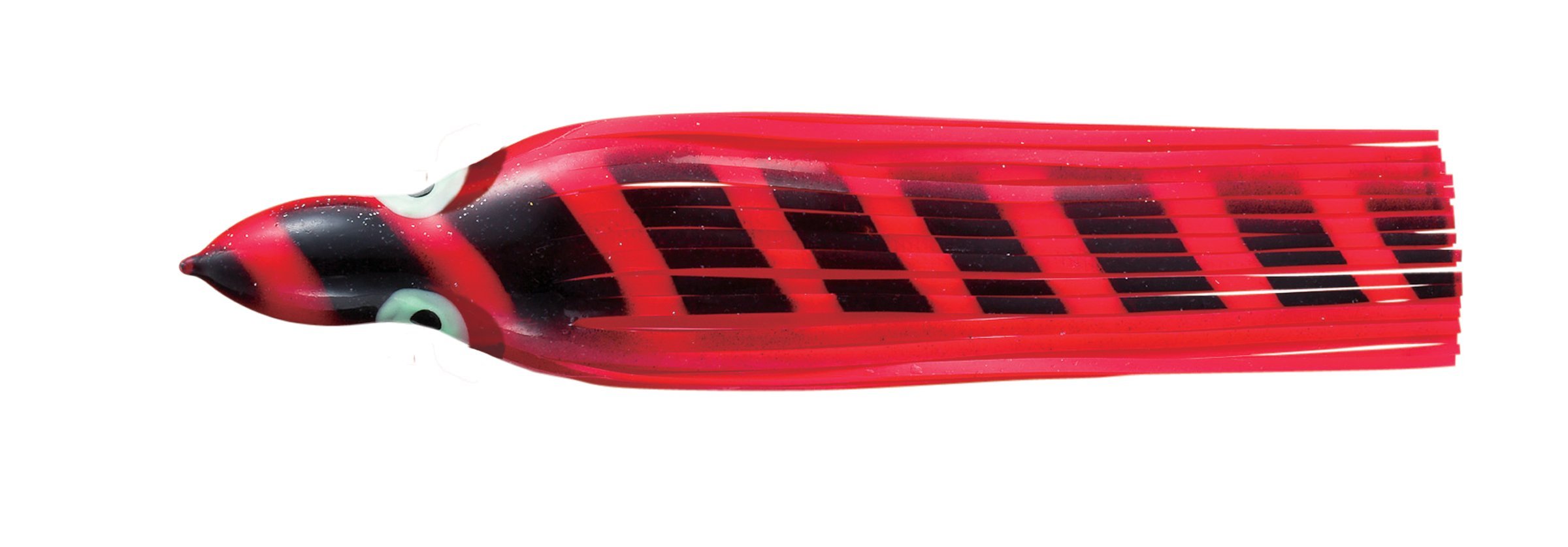 Yo-Zuri R1020-005A Head Hole Red Eye Octopus Skirt Fishing Tackle (5 Pack), Red/Black, 4-1/4"