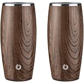 SNOWFOX Premium Vacuum Insulated Stainless Steel Beer Glass, Home Bar Accessories, Elegant Bartending, Lightweight Pint Glasses, Sleek Drinkware, Frosty Beverages Stay Cold, 18oz, Set of 2,Dark Walnut
