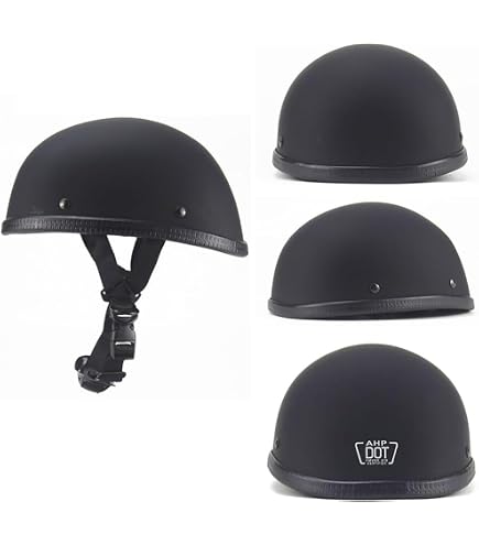 german beanie motorcycle helmet Highway 21 9mm Matte Black and coming in sizes XS German Style Motorcycle Half Helmet