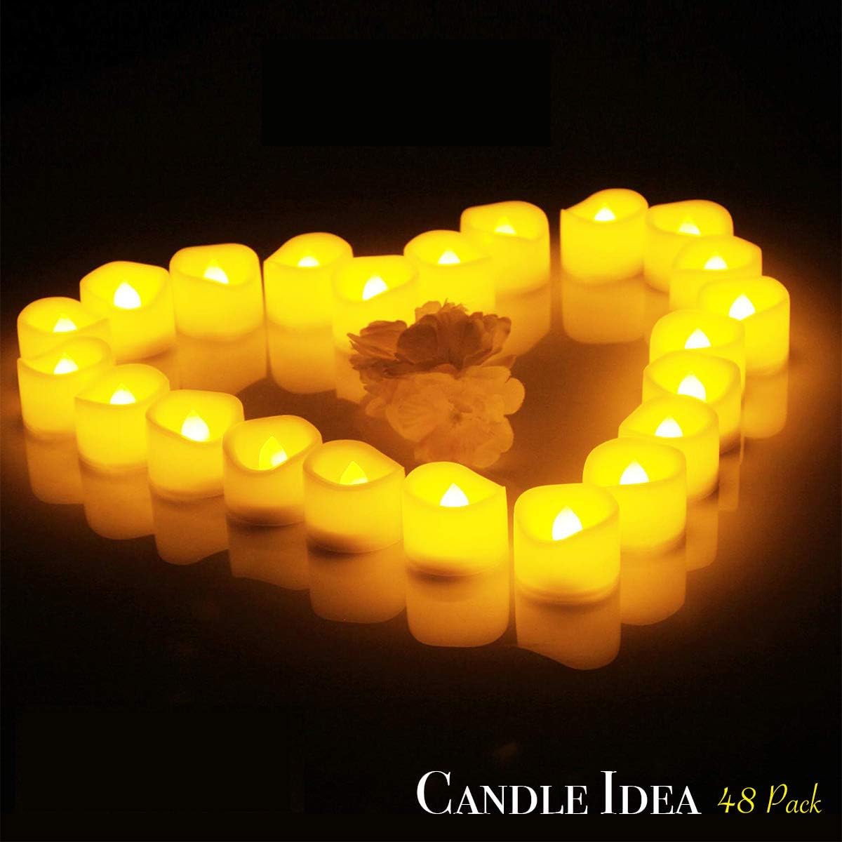 Flickering LED Flameless Tea Light Candles With Remote Control - Warm White, Unscented (Set)