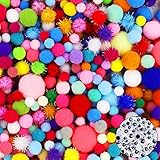 HEHALI 1600pcs Pom Poms Set, Including 1500pcs Pom