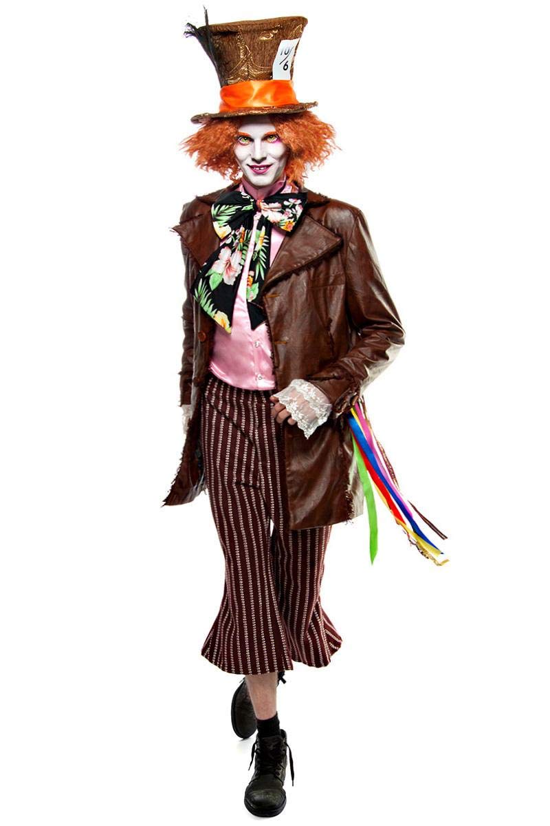 Maskworld Generique - 80116 Exclusive Hatter Costume with Hat and Wig for Men Colourful M (48-50), Pink