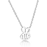 Altitude Boutique Bumble Bee Necklace, Honey Bee Hive Necklace for Women (Silver, Gold)