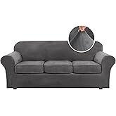 H.VERSAILTEX 4 Pieces Thick Velvet Sofa Covers Couch Covers for 3 Cushion Couch Sofa High Stretch Slipcovers Furniture Protec