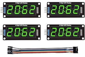 HiEmbedLogic Four Digit 0.56" Digital Display LED Seven Segments Double Dots Module Inbuilt TM1637 Serial Driver Board (Green Color- 4 pcs)