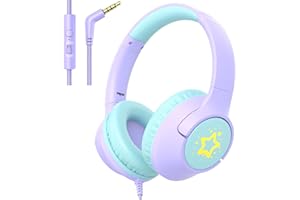 Kids Headphones with Cord for School, 85/94dB Volume Limit, Wired Headphones Over Ear for Kids Boys Girls with Microphone, St