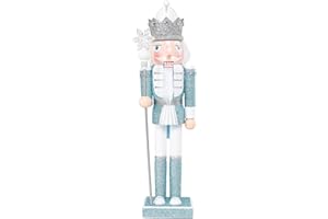 MUMTOP 15 Inch Nutcracker Christmas Decorations, Wooden Nutcracker King Figure Ornament Christmas Nutcracker Decor for Table Desktop Fireplace Indoor Home Winter, Blue