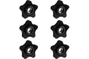 Classicseali 6Pcs Star Knobs, 5/16-18 Threaded Knobs, Female 5/16-18 Knob, Star Knobs Nut for T Track Bolts Jigs Knobs, Sawing Machine, Drilling Machine, Screw-On Type (Black)