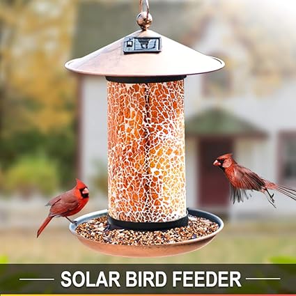 Artbirdfeeder Solar Bird Feeder Hanger Solar Lantern Powered For