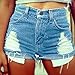 Women's Juniors Distressed Cut Off Ripped Jean Shorts High Waisted Denim Shorts (M, Denim Blue)