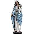 Grace4Joy Blessed Mother Mary Statue - 10 Inch Madonna Virgin Mary Statue Elegant Home Decor, Hand Painted Saint Mary Holding Lilies Figurines Renaissance Collection