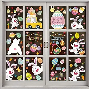 254 PCS Easter Window Clings 9 Sheets,Easter Window Sticker,Easter Window Decals, Easter Window Clings Stickers for Glass Windows Decorations