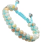 MASSIVE BEADS Double Layer Stone Chakra Healing Crystals Bracelet Yoga Beads Meditation Relax Anxiety Bangle for Unisex Women Men (Multicolor-Amazonite, 6mm)