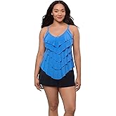 Trimshaper Womens Five Tiered Adjustable Rachel Swim Tankini Top with Molded Cups and Bra Support