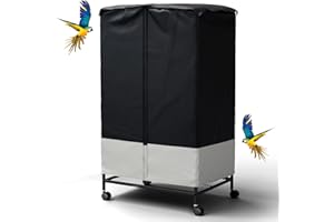 Yvmeu Blackout Bird Cage Cover for Night - with Detachable Panel Birdcage Cover for Winter Universal Breathable Large Cage Cover for Bird (38x24x48 inch)