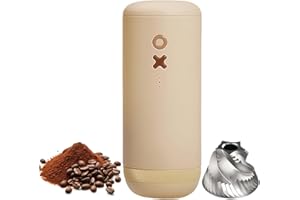 Electric Burr Coffee Grinder – Quiet, Mini, Portable, Adjustable Conical Burr Mill, Precision 20 Grind Settings for Espresso, Pour-Over, French Press Moka by Nuttii,A TIMEMORE Brand (Almond Cream)
