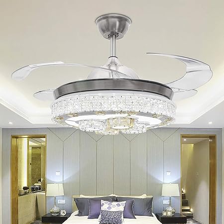Tiptonlight 42 Inch Ceiling Fan Chandelier With Thin Lampshande