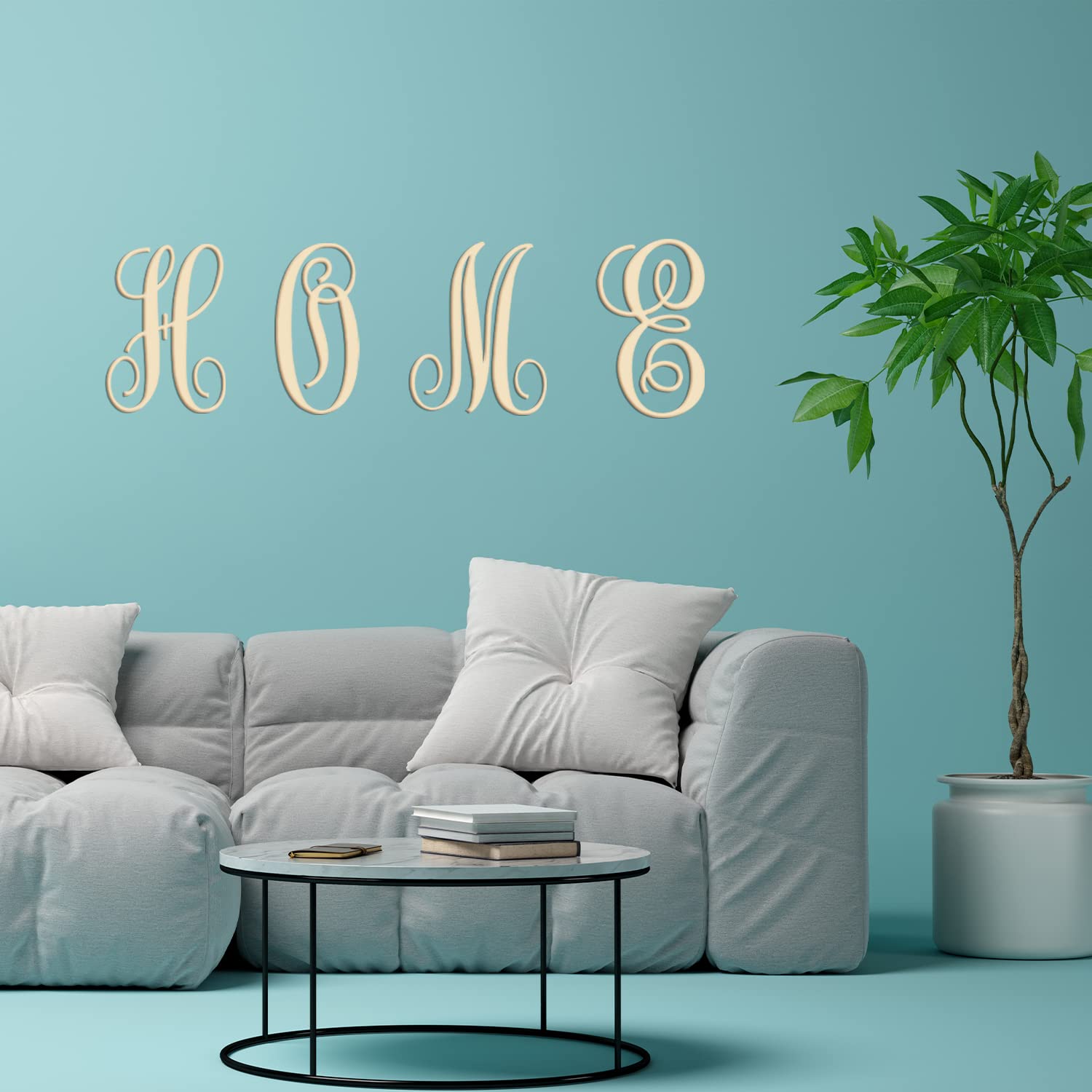 Cursive Wooden Letters for Wall Decor 14 Inch Large Wooden Letters Unfinished Monogram Wood Letter Crafts Alphabet Sign Cutouts for DIY Painting Door Hanger (M)