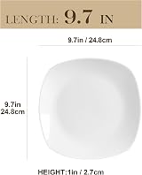 MALACASA 6-Piece Square Porcelain Dinner Plates Set 9.7" Elisa White view 2