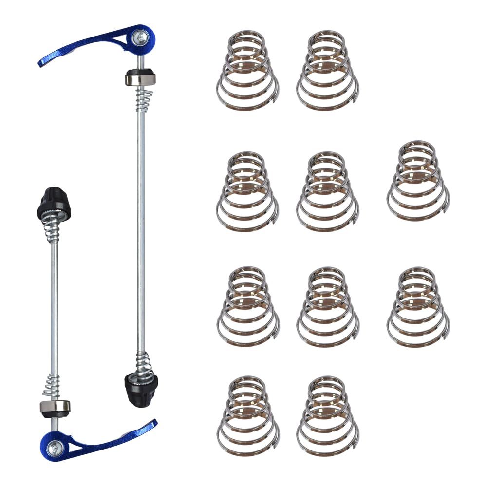 Lotatheta Bicycle Quick Release Skewers Axle Front Rear Skewers Rod Steel Wheel +10 pcs Spring Replacements for Road Bike Mountain Bike Blue