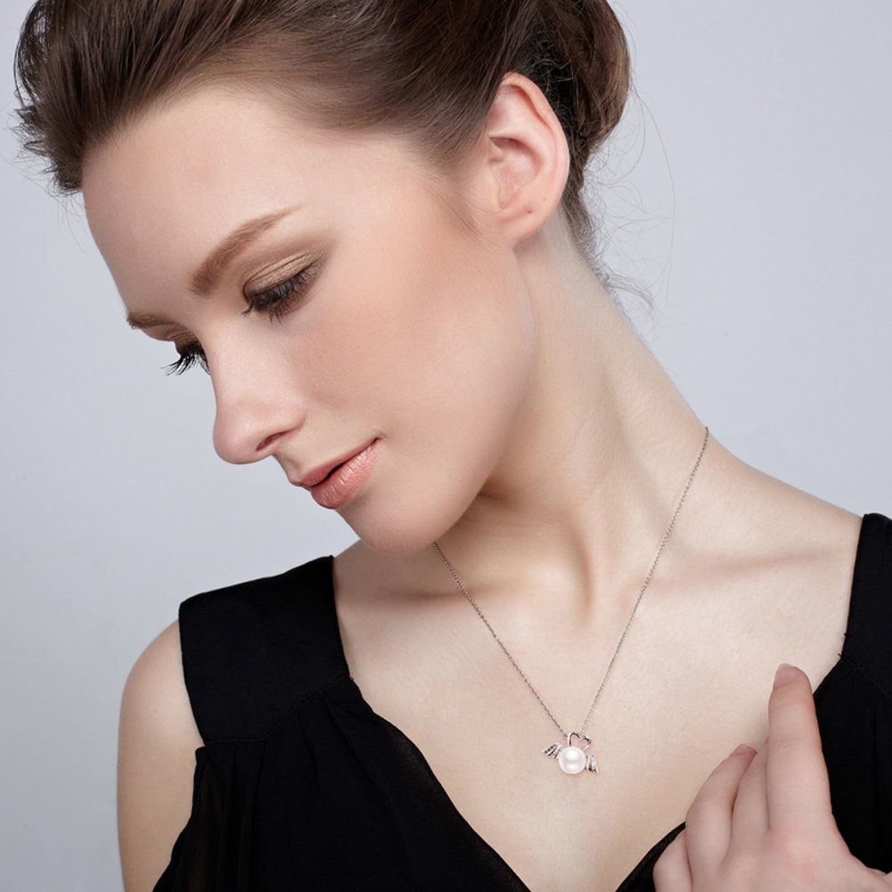 OUXi Sterling Silver Freshwater Look Pearl Pendant Necklace for Women