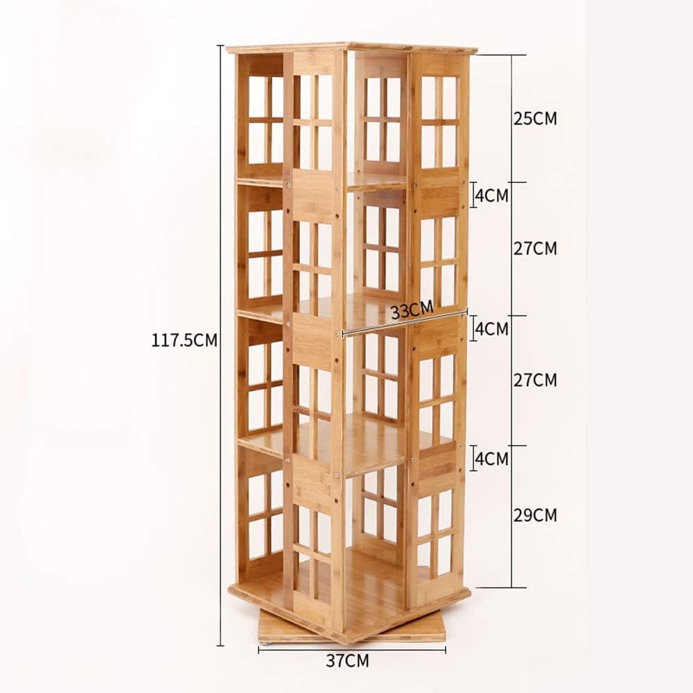 MU Haushaltsregale Regale Bücherregal aus Naturbambus, drehbares