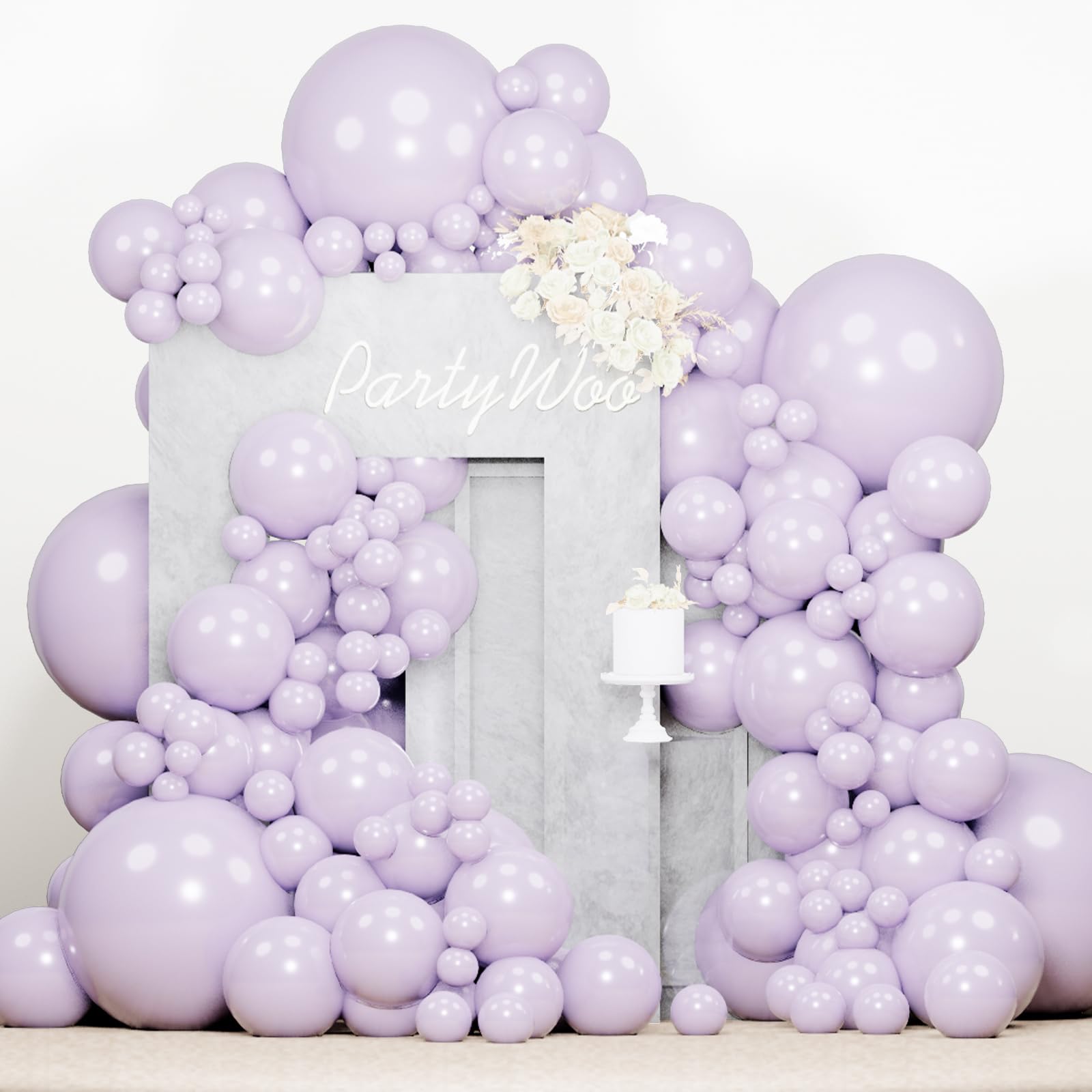 Photo 1 of *USED MISSING PIECES*PartyWoo Pearl Lavender Balloons 140pcs Different Sizes Pack of 18 12 10 5 Inch Pearl Light Pastel Purple Lilac Balloon Arch Kit for Bachelorette Fairy Girl Birthday Party Decorations Purple-Z32