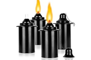 Zhulerzil 12oz Torch Replacement Canisters, Torch Refillable Canisters Bamboo Torch Fuel Can, Citronella Tabletop Torches Canister Outdoor for Patio Garden Decor, 4 Pack