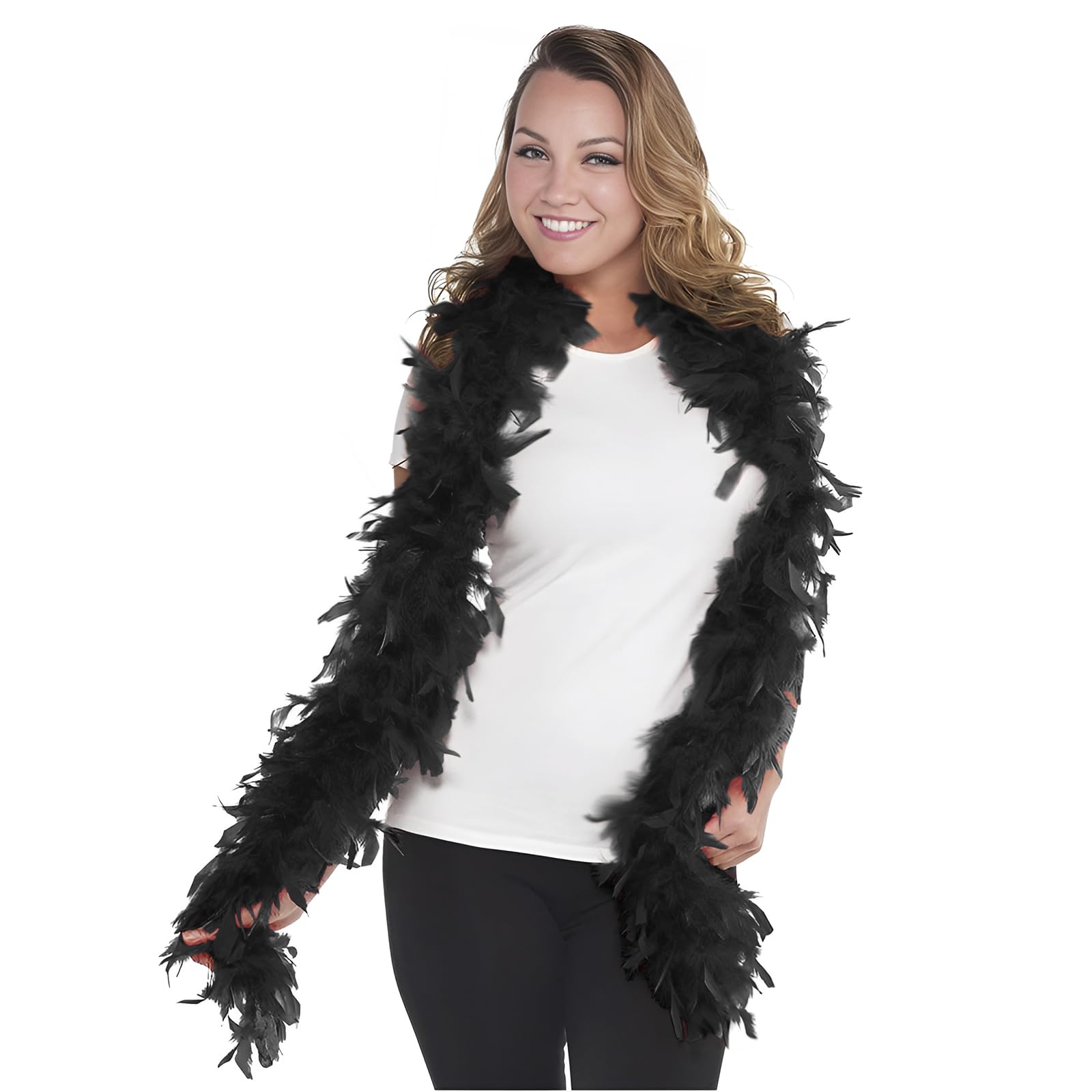 Fluffy Feather Boa 60g Thick Turkey Feathers Scarf Women Girls Fancy Dress Halloween Christmas Cosplay Party Supplies Dancing Wedding Costume Props 1920s Flapper Accessories Holiday Decoration