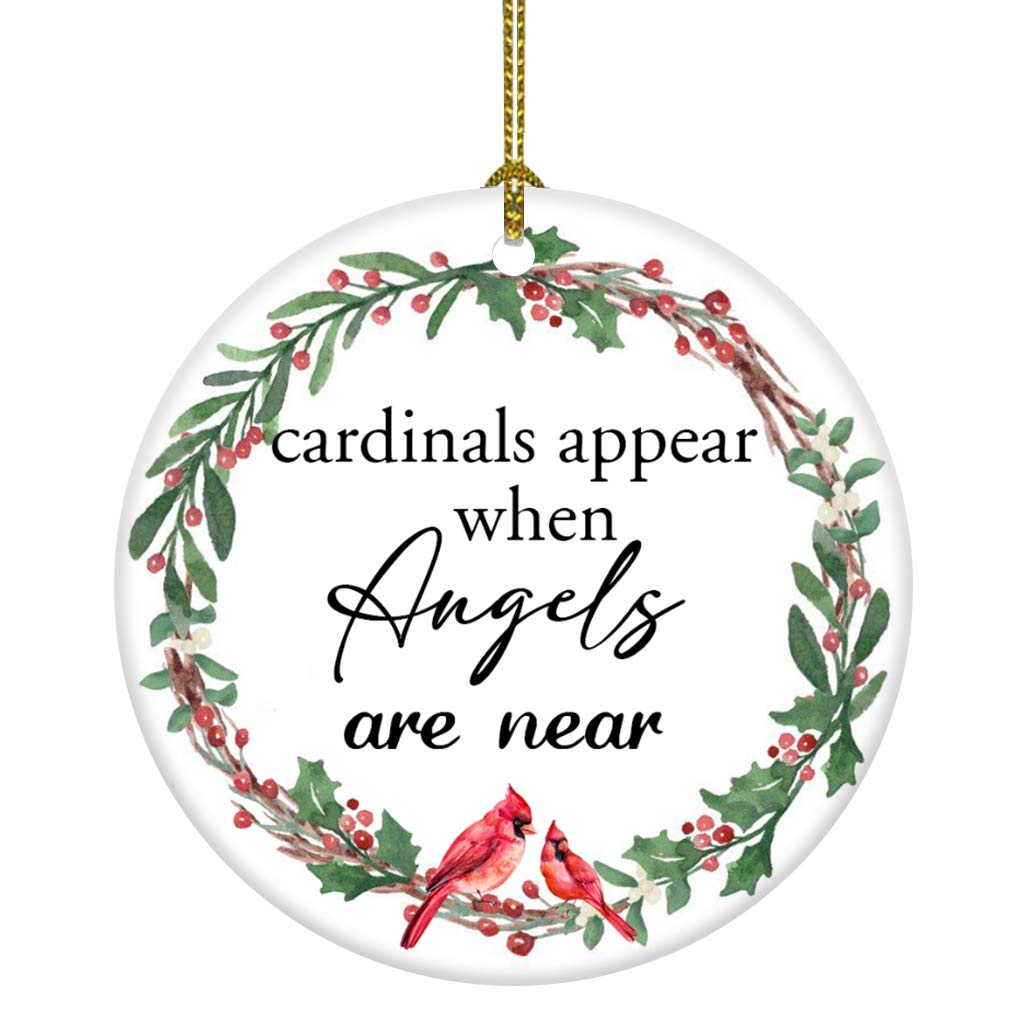 Cardinals Appear When Angels are Near First Christmas Ornament Sign for Wreaths Christmas Signs for Wreaths Cardinal Christmas Decor (Green Cardinals Appear)