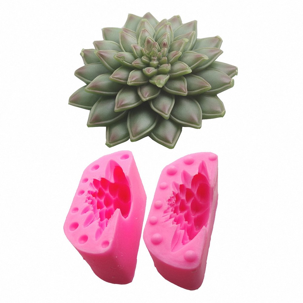 MoldFun Succulent Plants Fondant Mold - Succulents Silicone Mould for Candle, Soap, Wax, Crayon
