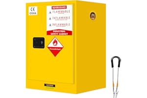 PXVWA 4 Gallon Flammable Storage Cabinet, 23.23'' x 18.11'' x 18.11'' Explosion Proof Cabinet, Adjustable Shelf Flammable Storage Cabinet for Gasoline, Alcohol, Flammable Liquids (4Gal-Yellow)