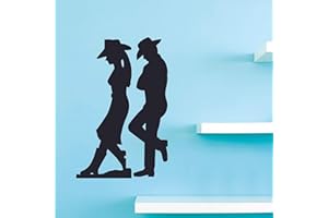 ALL THINGS VALUABLE Cowboy Cowgirl Silhouette Cowboy Boots Hat Country Wall Decals Designs Decor Stickers for Girls Boys Room Bedroom Garage House Fun Home Decor Stickers Wall Art Vinyl Decoration Size (40x35 inch)