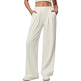 IUGA Waffle Knit Wide Leg Pants White