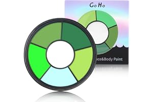 Go Ho 6 Colors Green Face Body Paint,Cream Washable Formula Face Painting for Halloween Cosplay,Body Paint FX Makeup Palette,Professional Costumes Face Paint Green Makeup
