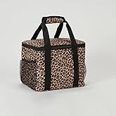 YELAIYEHAO Insulated Lunch Bag, 11.8 x 9 x 8.2 inches, Leopard Print Design, Large Capacity with Multi-Compartments (leopard print, large)