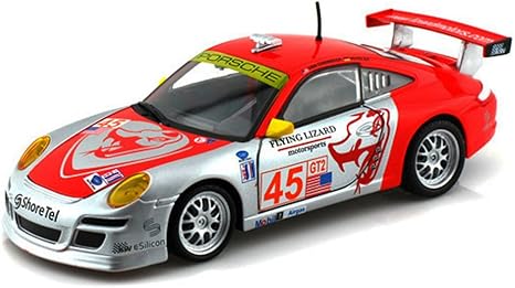 Amazon Com Porsche 911 Gt3 Rsr Race Car 45 Silver Orange urago 1 24 Scale Diecast Model Toy Car Home Kitchen