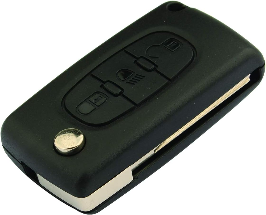 Futheda 3 Buttons Flip Folding Remote Key Fob Case Cover Shell Replacement Compatible with C2 C3 C4 C5 C6 C8 C-Quatre C-Triomphe Xrasa Picasso 307 407 CE0523 HU83 Blade