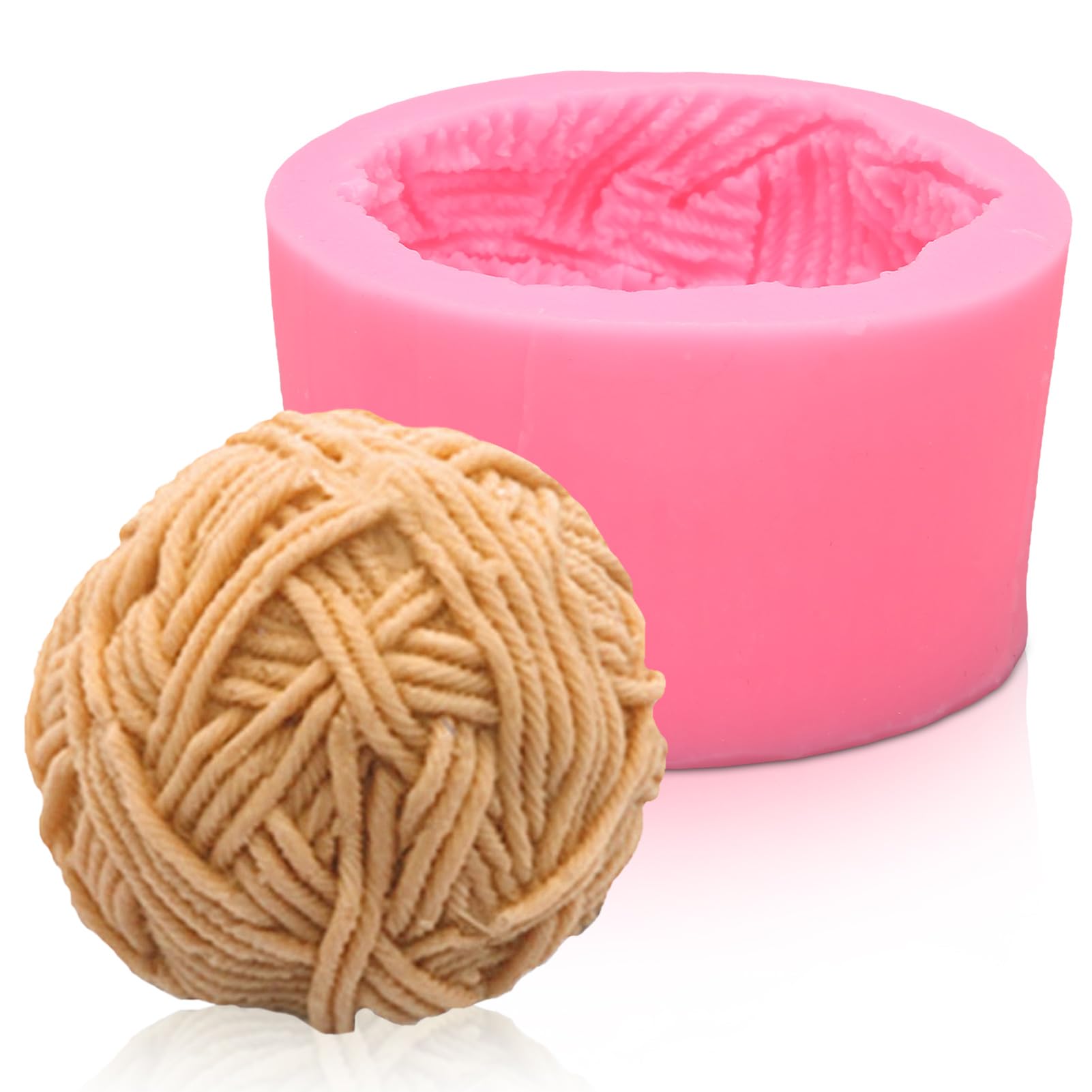 3D Silicone Candle Molds, Woolen Ball Mould Knitting Wool Candle Mold Yarn Ball Silicone Mold for Soap, Bath Bomb, Plaster, Wax Crayon, Clay