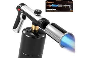Sakerplus Propane Torch,3272°F Flame Thrower Gun with Adjustable Flame & Safety Lock, Powerful Grill & Cooking Blow Torch for Searing Steak, Sous Vide, BBQ And DIY (Tank Not Included)